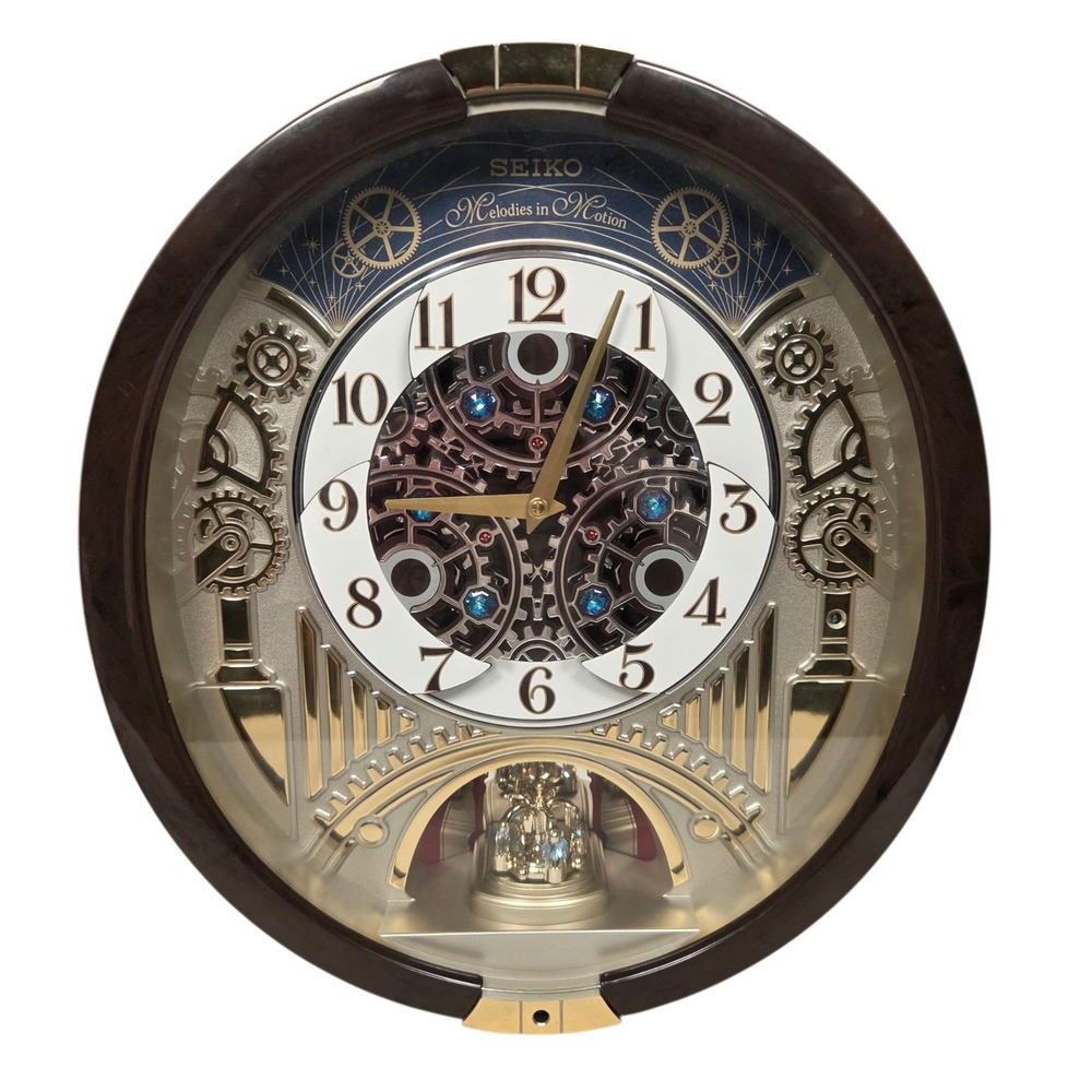 Seiko Melodies in Motion Wall Clock Brown QXM386BRH Swarovski Crystals Musical